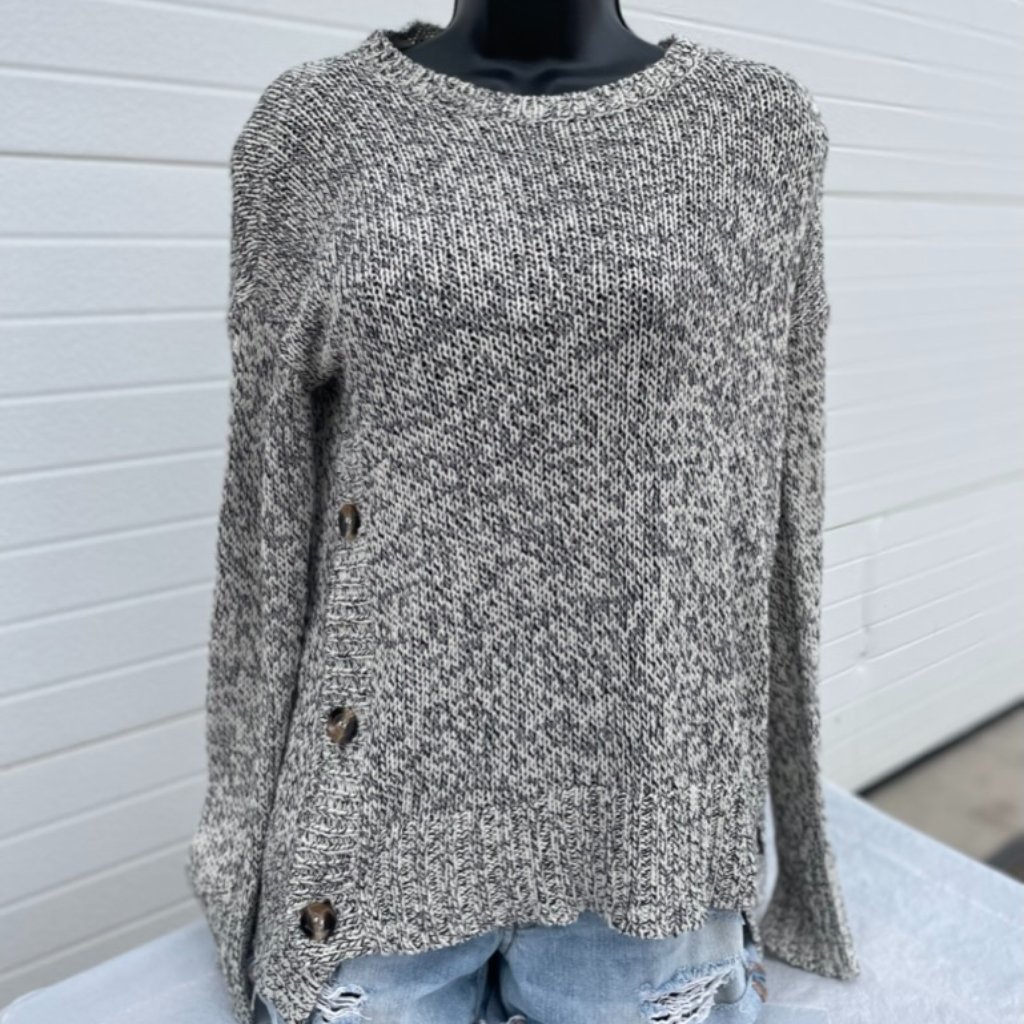 B&W Button Sweater